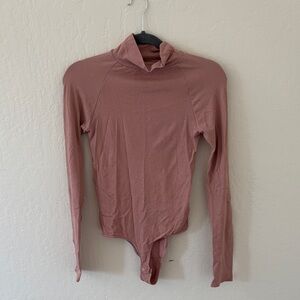 FREE PEOPLE mauve pink mock neck bodysuit